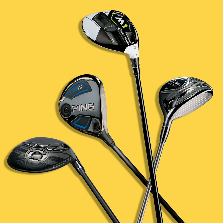 golf clubs with yellow background